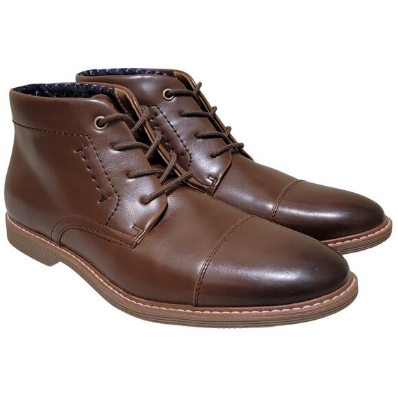 Tommy Hilfiger Men Rawstin Chukka Ankle Boots Size US 8M Brown Faux Leather - Picture 1 of 5